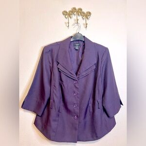 T. Milano Deep Purple Women's Blazer 3/4 sleeve with triple collar. Size 20W